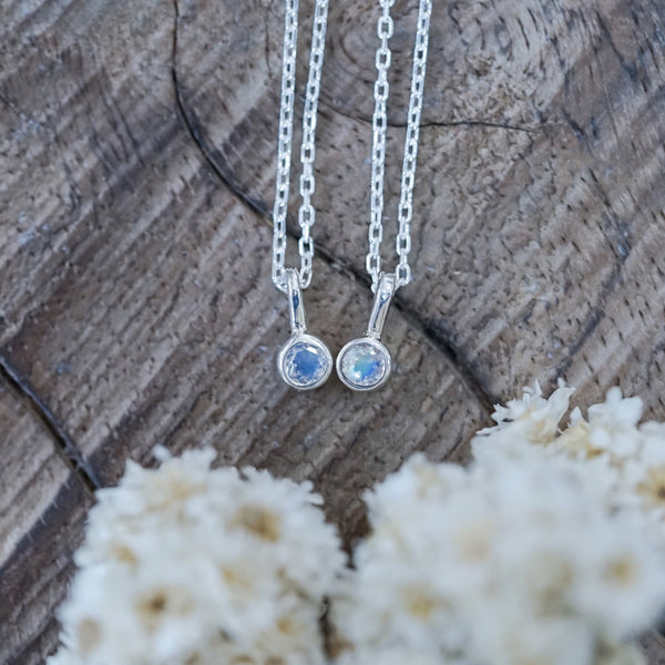 14kt gold and diamond free form moonstone necklace | Luna Skye
